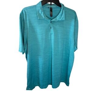 Adidas Primeblue Mens 2XL Teal Micro Stripe Golf Polo Short Sleeve Aqua 017
